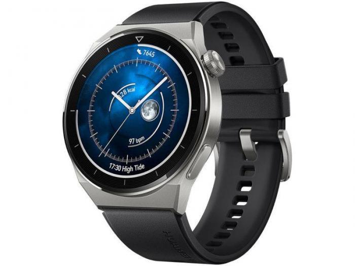 Умные часы мужские электронные Huawei Watch GT 3 Pro Odin-B19S Black Fluoroelastomer Strap 55028473 - фото 1 - id-p188390180