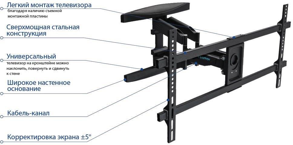 Kromax ATLANTIS-65 Black Универсальное поворотное крепление (VESA200x100-800x400, 45кг)
