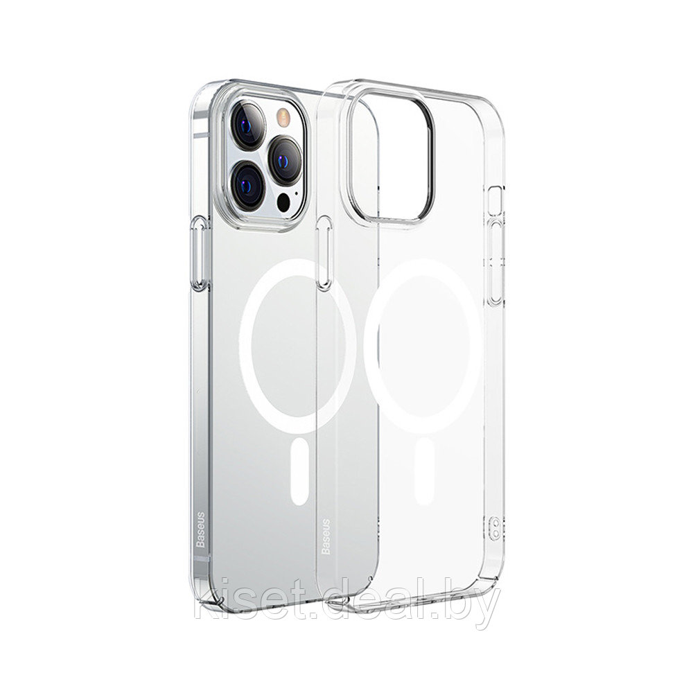 Пластиковый чехол Baseus ARJT000202 для iPhone 13 Pro Max с MagSafe прозрачный + защитное стекло на экран - фото 1 - id-p188487925