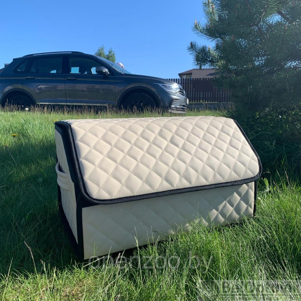 Автомобильный органайзер Кофр в багажник LUX CARBOX Усиленные стенки (размер 50х30см) Коричневый с коричневой - фото 2 - id-p188491682