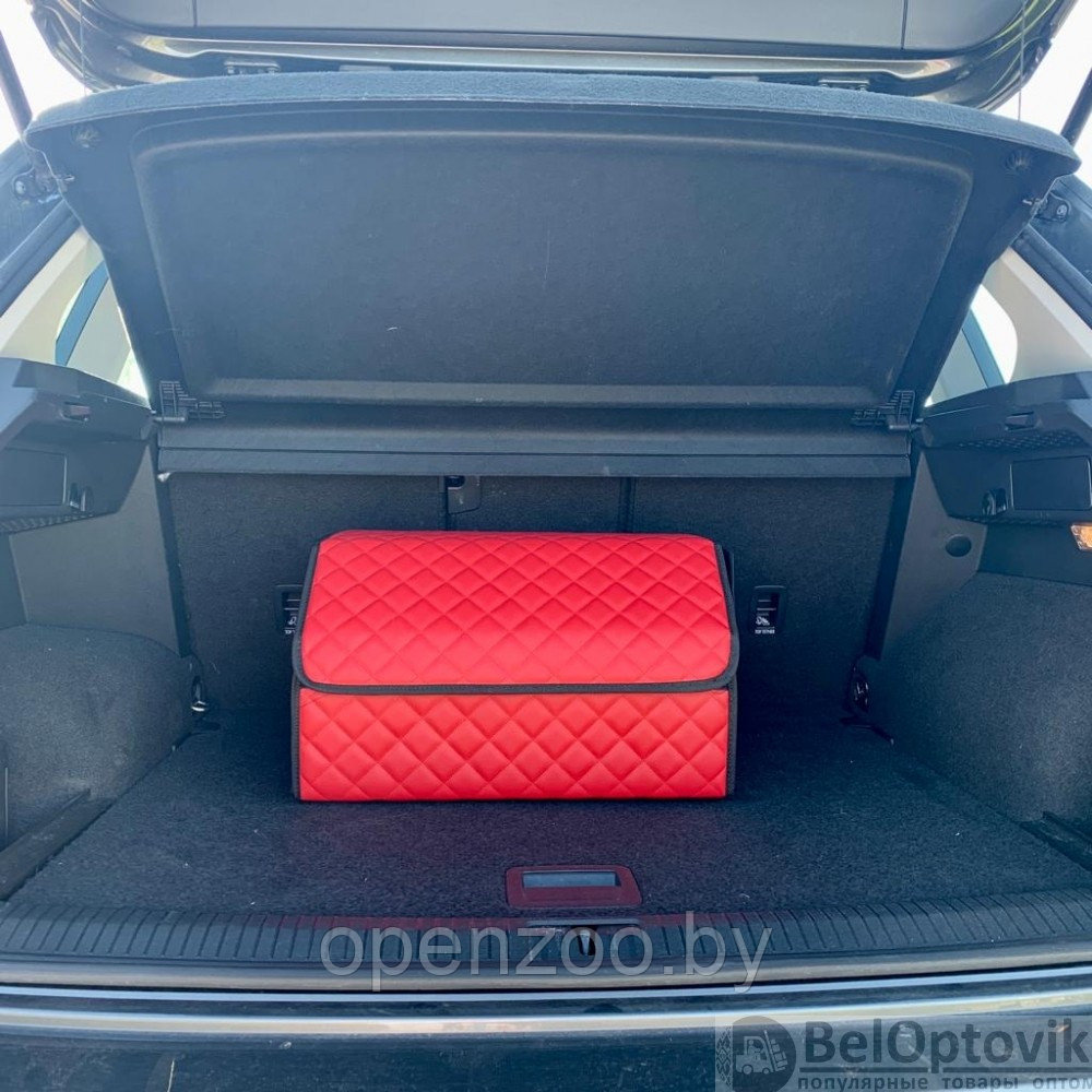 Автомобильный органайзер Кофр в багажник LUX CARBOX Усиленные стенки (размер 50х30см) Коричневый с коричневой - фото 4 - id-p188491682