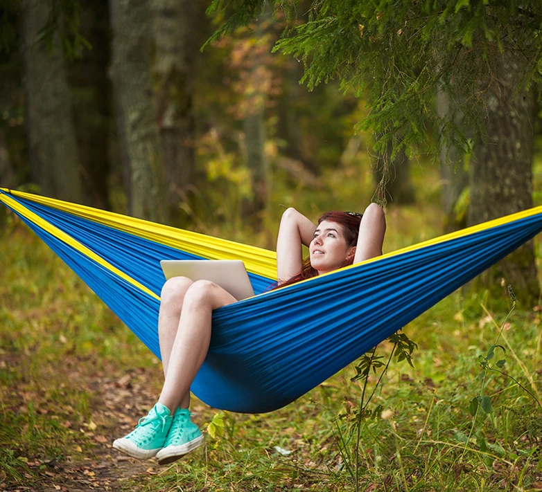 Гамак подвесной двухместный "Hammock Swing" Ультралёгкий и сверхпрочный! (Крепления в комплекте) 270х140 см - фото 4 - id-p188490362