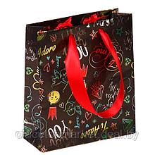 Пакет бумажный подарочный "Valentine", 12x4.5x13.5 см, разноцветный