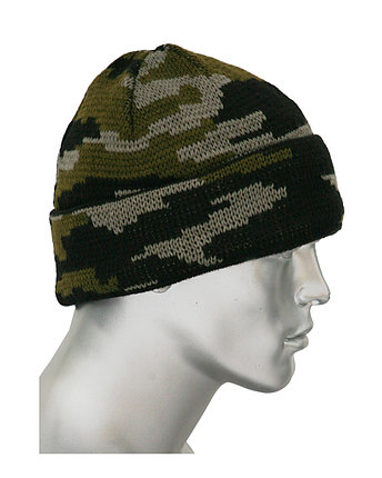 Шапка полушерстяная двойная КМФ зеленая, фото 2