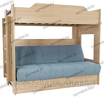 Кровать двухъярусная с диван-кроватью в цвете дуб сонома (чехол Ковер 70)