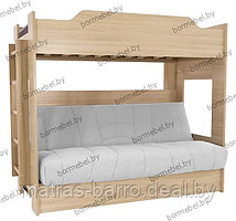 Кровать двухъярусная с диван-кроватью ЛДСП дуб сонома (чехол Cover 83)
