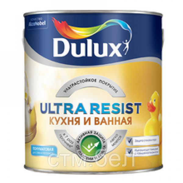 Краска DULUX Ultra Resist Кухня и Ванная 5л полумат BW - фото 1 - id-p188535952