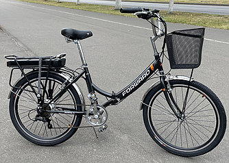 Электровелосипед Forward Riviera 24 E-250 с Корзинкой 2022 черный