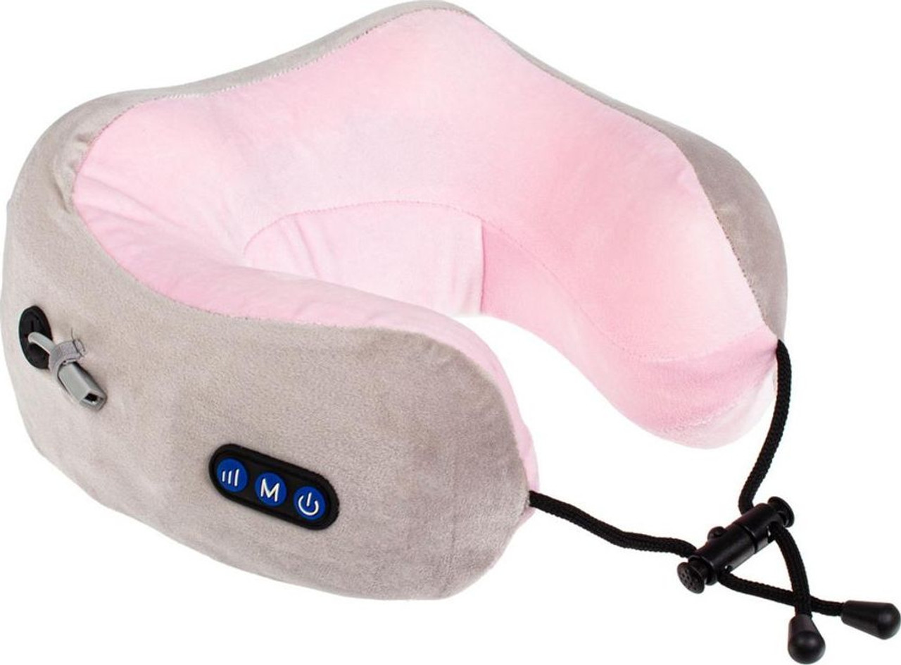 Дорожная подушка-подголовник для шеи Bradex KZ 0559 с завязками серо-розовая - фото 1 - id-p180115409