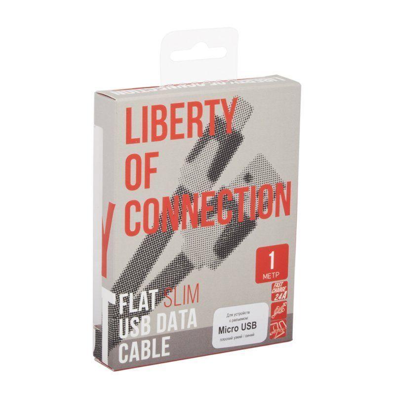 USB кабель "LP" MicroUSB плоский узкий (белый, коробка)