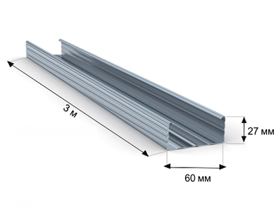 Профиль поперечный CD 60х27х0,6 мм, 3000 мм.