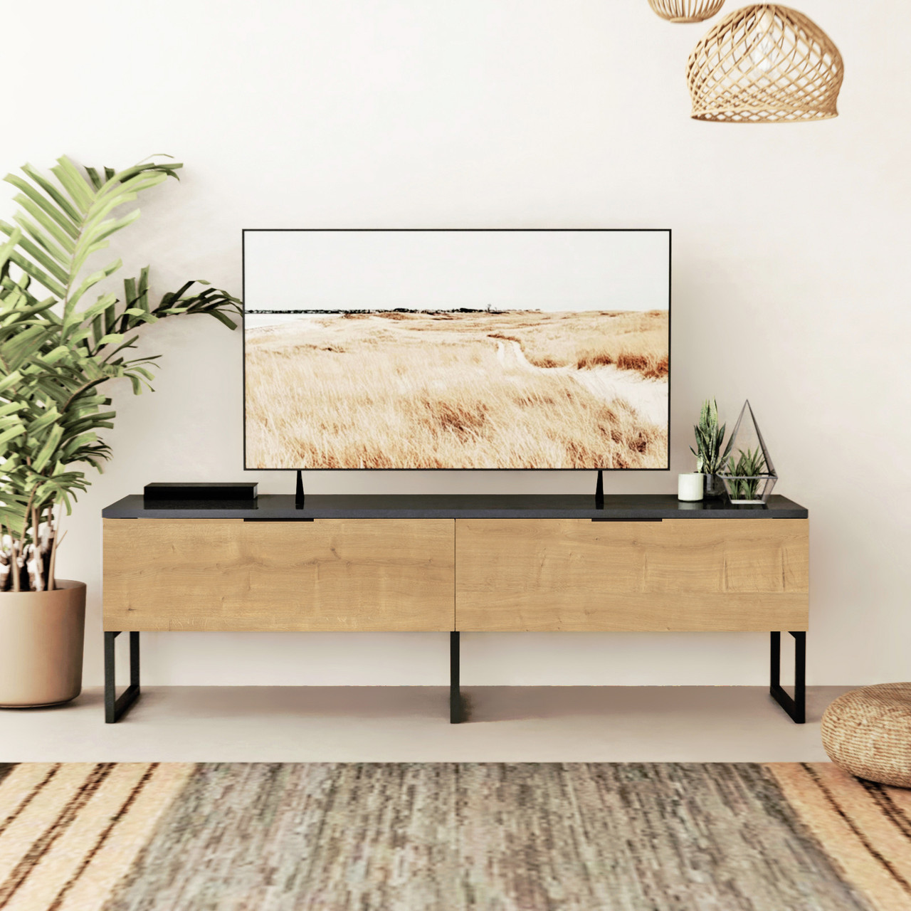 Тумба Crafto Рокки 01 (графит дуб) 1500 380 470