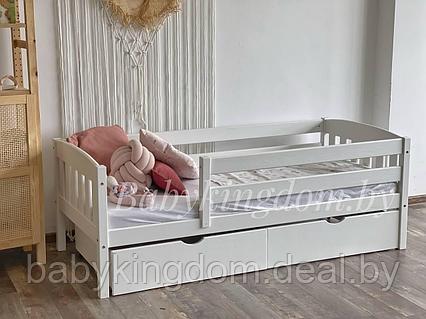 Односпальная кровать "Эрни Литтл" из массива сосны с лесенкой и ящиками 90х200