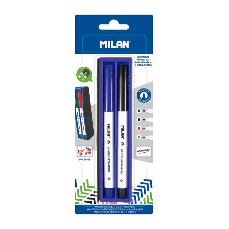 Набор маркеров для доски MILAN, с магнитной губкой, 4 цв., 1-4 мм, арт. BWM10402