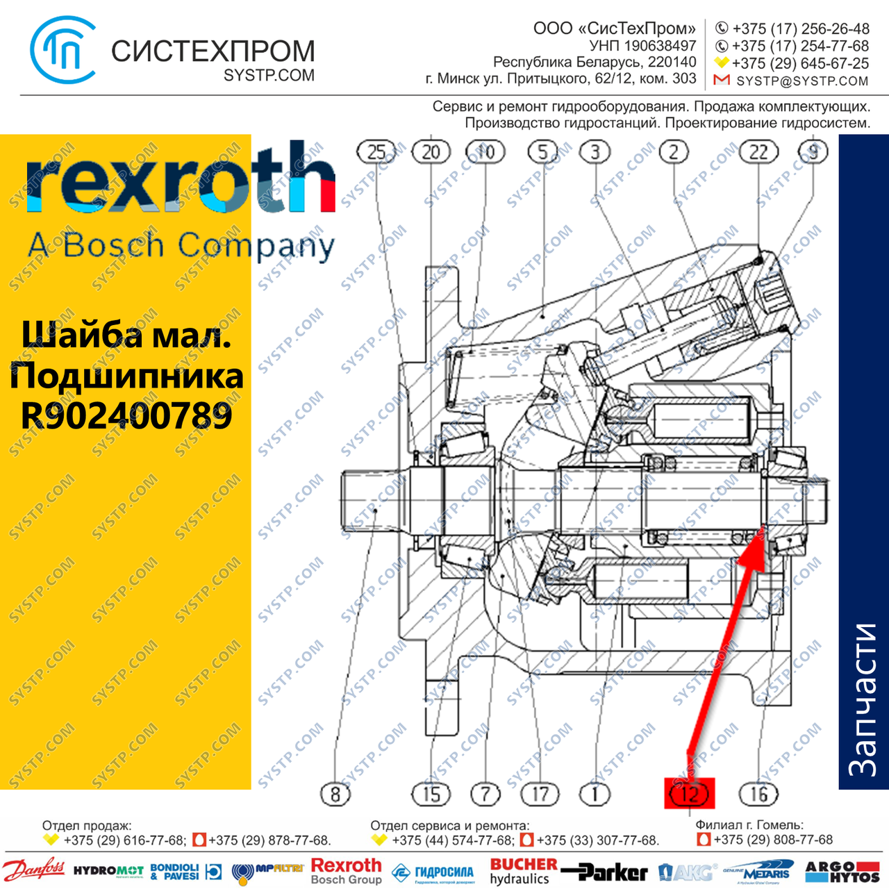 R902400789 Шайба малого подшипника запасная часть насоса A10CNO45