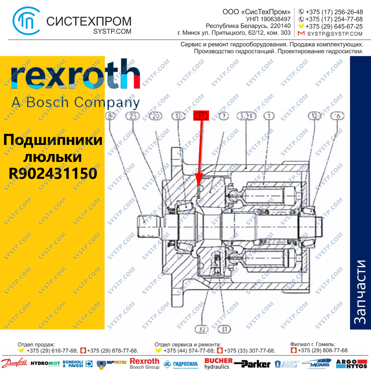 Вкладыш люльки R902431150 запасная часть насоса A10CNO63