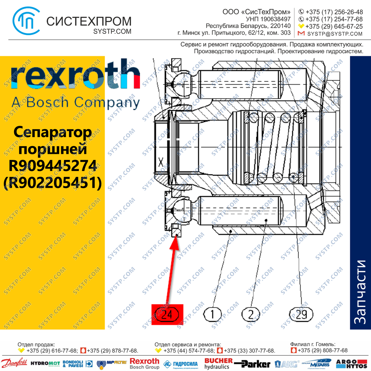 Сепаратор поршней R902205451 запасная часть насоса A4VG56