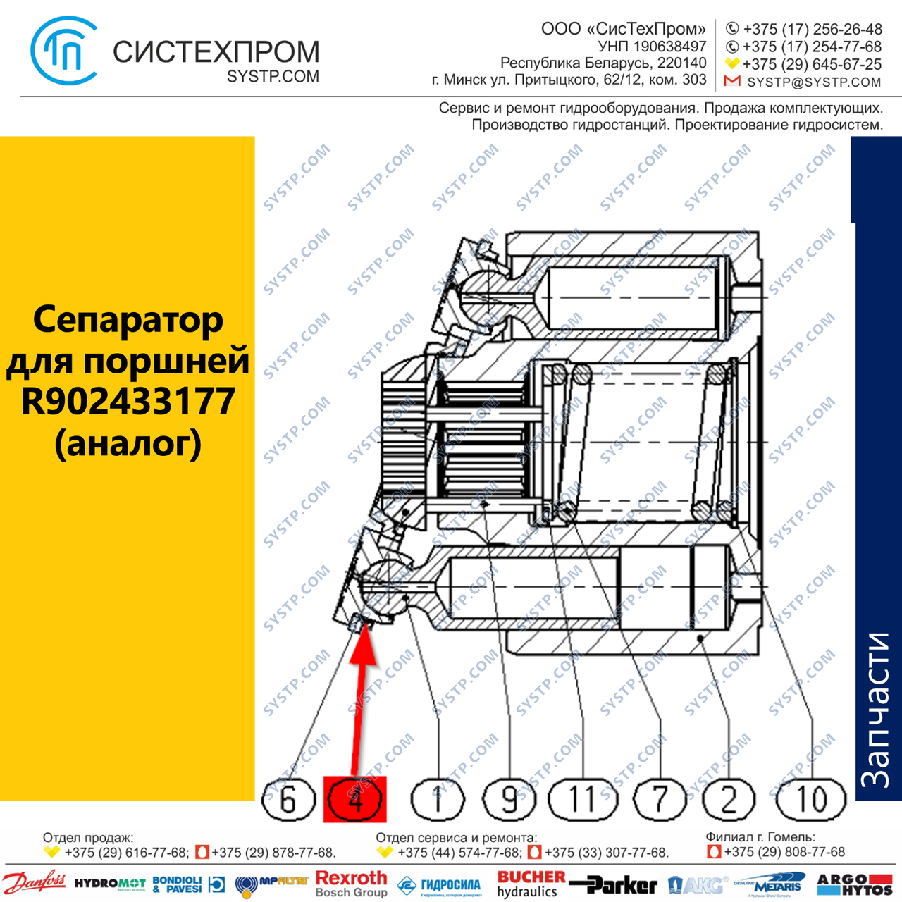 Сепаратор ST902433177 запасная часть насоса A10CNO45