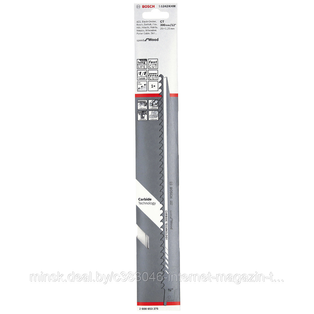 Пильное полотно S1242KHM Speed for Wood Carbide Technology (1 шт / 300 мм) BOSCH (2608653275) - фото 1 - id-p119384377