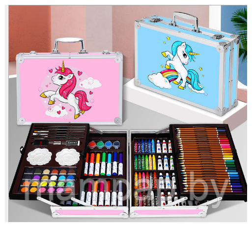Набор для рисования в чемоданчике, 145 предметов, розовый пони