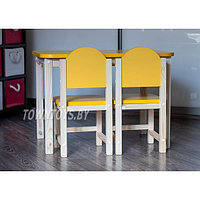 Комплект детский столик и два стульчика «Солнышко» арт. KMSN2-705050. Столешница 700х500 мм. Цвет жёлтый с