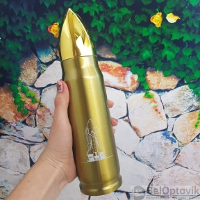 Термос в форме пули No Name Bullet Vacuum Flask, 500 мл Золотой корпус - фото 1 - id-p114972132