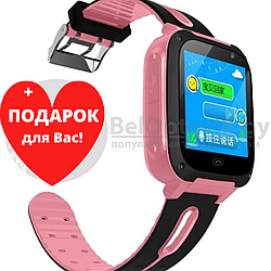 Детские умные часы SMART BABY S4 с функцией телефона Розовые с черным