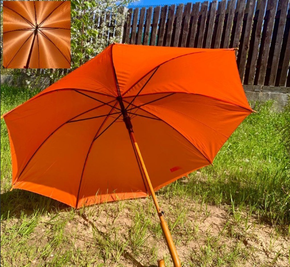 Зонт-трость универсальный Arwood полуавтомат деревянная ручка.Оранжевый - фото 1 - id-p188587271