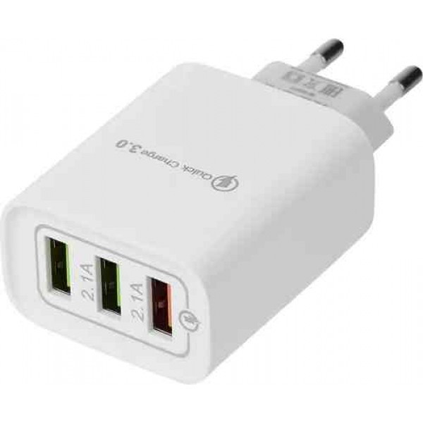 Сетевое зарядное устройство Rexant на 3 USB (3A + 1A + 1A) Белый - фото 1 - id-p188595089