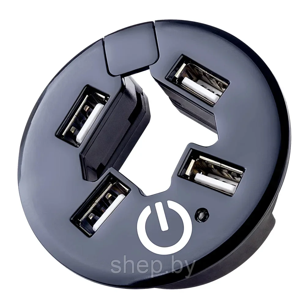 USB - Xaб Perfeo 4 порта (PF-H029 Black) - фото 1 - id-p188596346