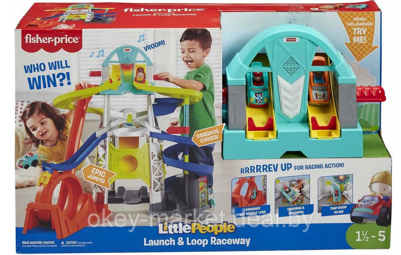 Набор игровой трек Fisher Price Little People Запуск и винтовая трасса GMJ12 - фото 10 - id-p188601224