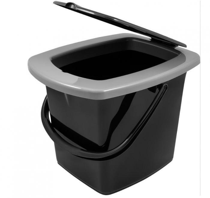 Ведро туалетное PLAST TEAM PT9079ЧЕРН-7РS 16 литров черный туалет биотуалет с крышкой и ручкой - фото 3 - id-p188228123
