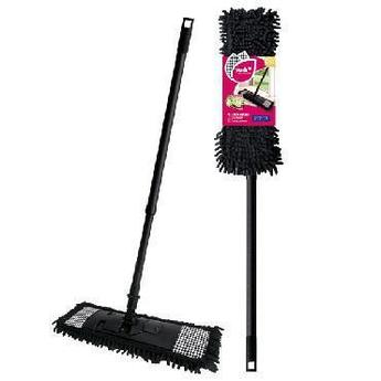 Швабра для влажной уборки мытья полов YORK 81302 черная с телескопической ручкой со сменными насадками