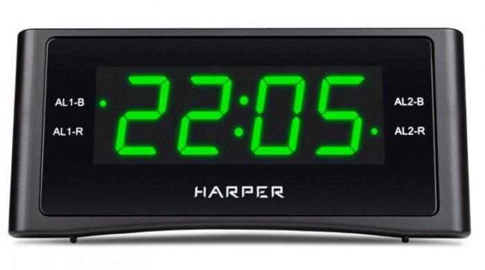Настольные электронные часы на батарейках HARPER HCLK-1006 зеленые электронные настольные LED - фото 1 - id-p188229717
