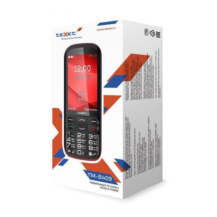 Кнопочный мобильный телефон с камерой для пожилых людей TEXET TM-B409 черный-красный - фото 3 - id-p188229845