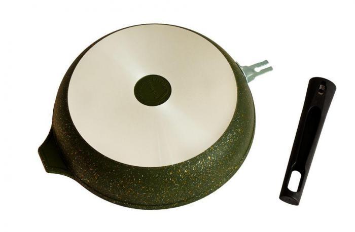 Антипригарная сковорода КУКМОР литая алюминиевая 24 см с мраморным покрытием для газовой плиты - фото 2 - id-p188231703