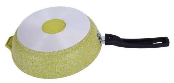 Антипригарная сковорода со съемной ручкой КУКМОР 24 см с мраморным покрытием для духовки газовой плиты - фото 2 - id-p188231704
