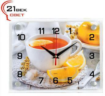 Прямоугольные настенные часы стрелки кварцевые 21 ВЕК 2026-124 интерьерные оригинальные для кухни дома