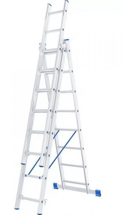 Лестница алюминиевая трехсекционная СИБРТЕХ 97818, 8 ступеней - фото 1 - id-p188233806