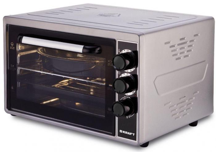 Настольная духовка мини печь электрическая KRAFT KF-MO 4500 GR серый жарочный шкаф для дачи выпечки хлеба - фото 1 - id-p188233856