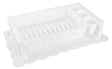 Сушилка подставка для посуды настольная АЛЬТЕРНАТИВА М6283 белая кухонная сушка пластиковая - фото 1 - id-p188235537