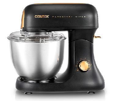 Планетарный миксер CENTEK CT-1137 кухонный электрический бытовой для теста с чашей черный тестомес