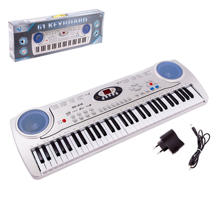 Синтезатор «Музыкальный мир», 61 клавиша, с микрофоном и адаптером - фото 1 - id-p188614446
