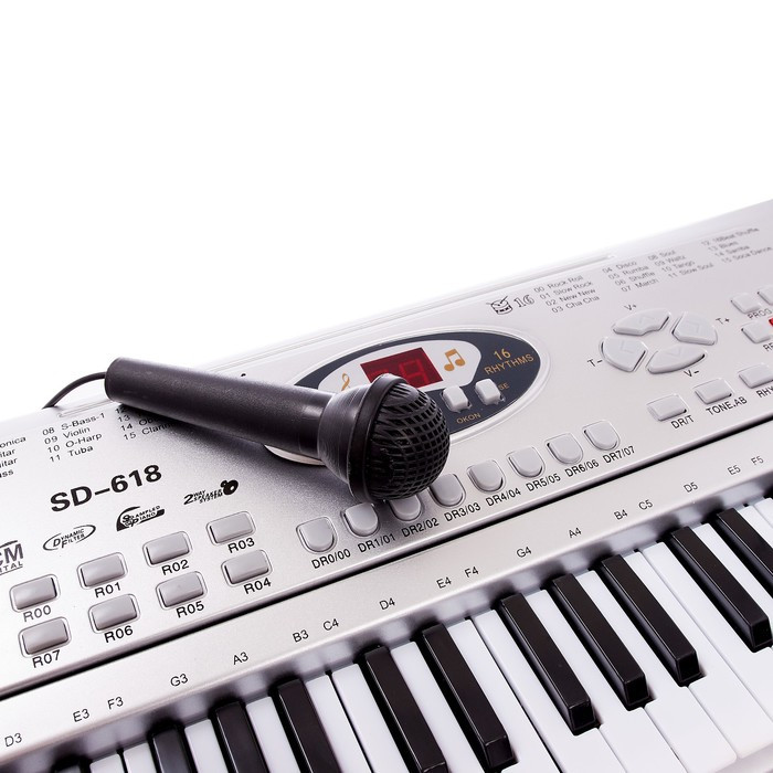 Синтезатор «Музыкальный мир», 61 клавиша, с микрофоном и адаптером - фото 2 - id-p188614446
