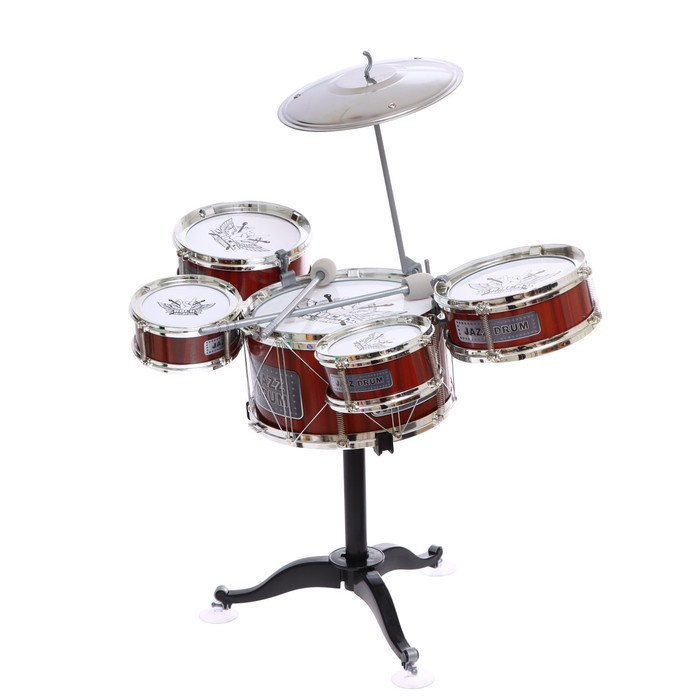 Барабанная установка «Рок», 5 барабанов, тарелка, палочки, стульчик - фото 2 - id-p188614452