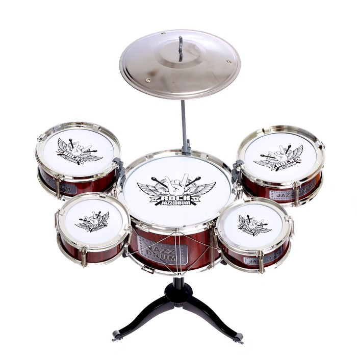 Барабанная установка «Рок», 5 барабанов, тарелка, палочки, стульчик - фото 5 - id-p188614452