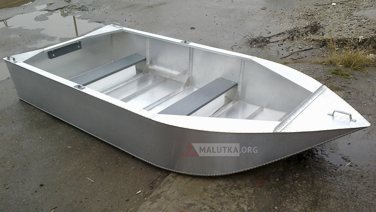 Алюминиевая лодка Малютка-Н 3.5 м. серия "Плоскодонная", с транцем - фото 1 - id-p188623475