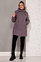 Женская осенняя большого размера куртка Beautiful&Free 4097 серо-лиловый 48р.