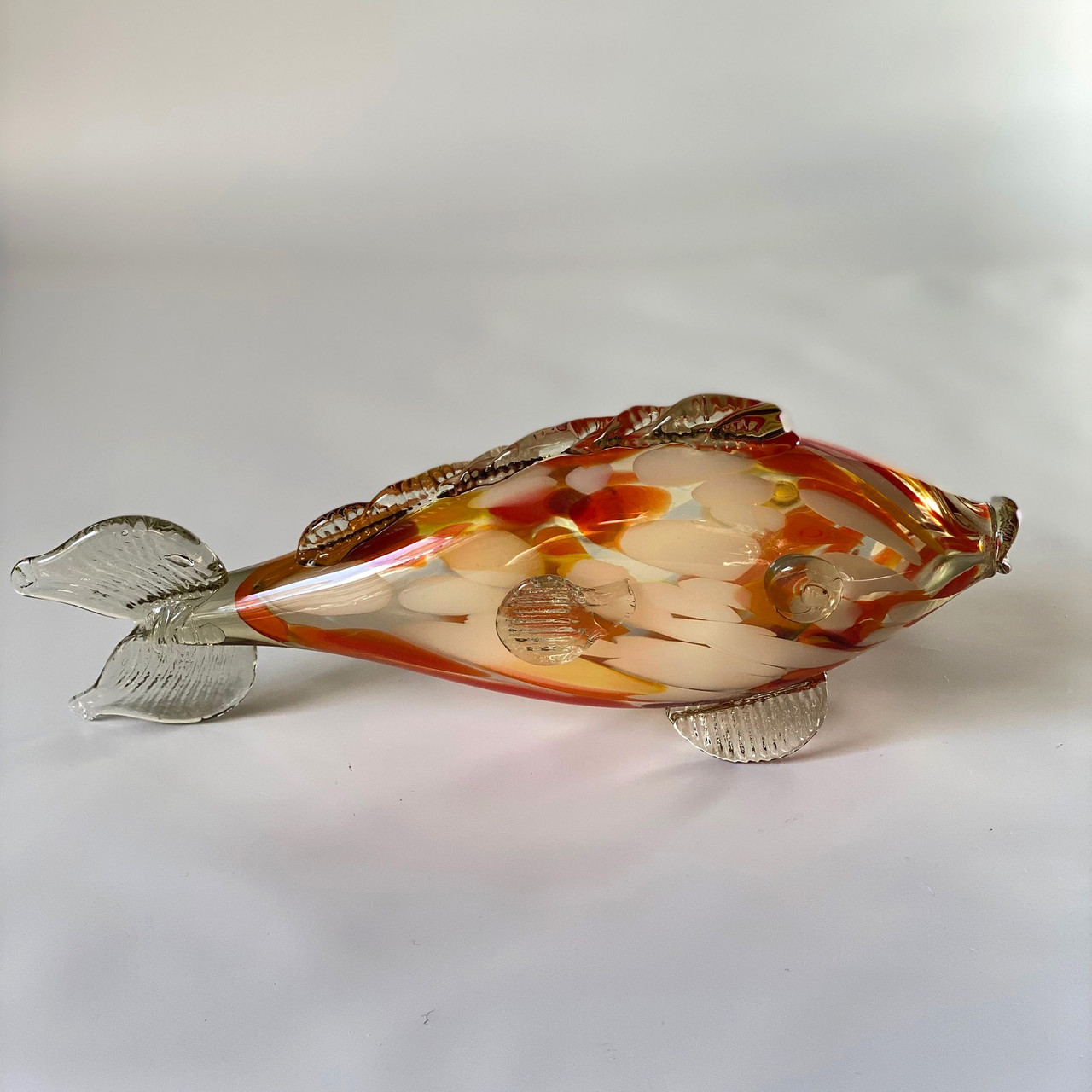 Статуэтка Рыба стеклянная Orange mix, винтаж - фото 2 - id-p188652553