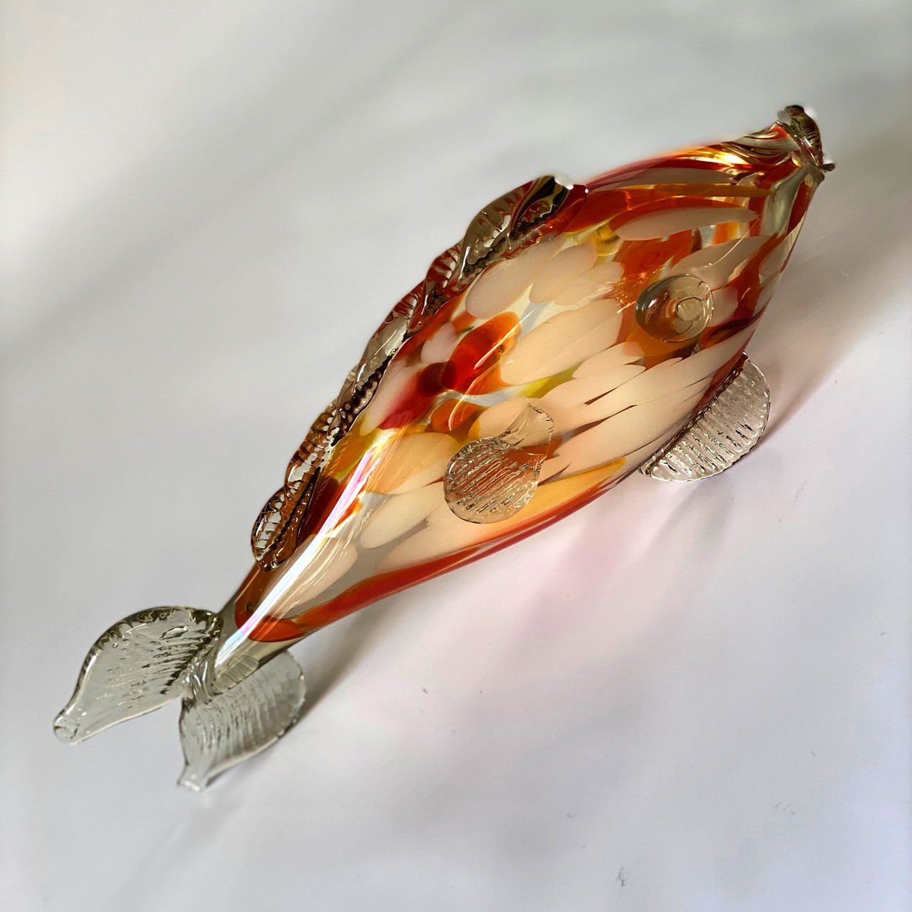 Статуэтка Рыба стеклянная Orange mix, винтаж - фото 1 - id-p188652553